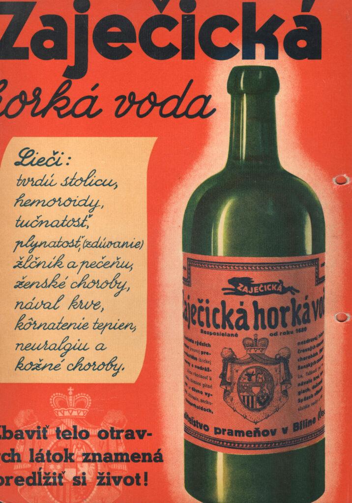 Gorka voda u staklenoj boci iz 1930. godine.
 https://www.muzeumbilinskekyselky.cz/plakat-zajecicka-horka-slovensky-1930/